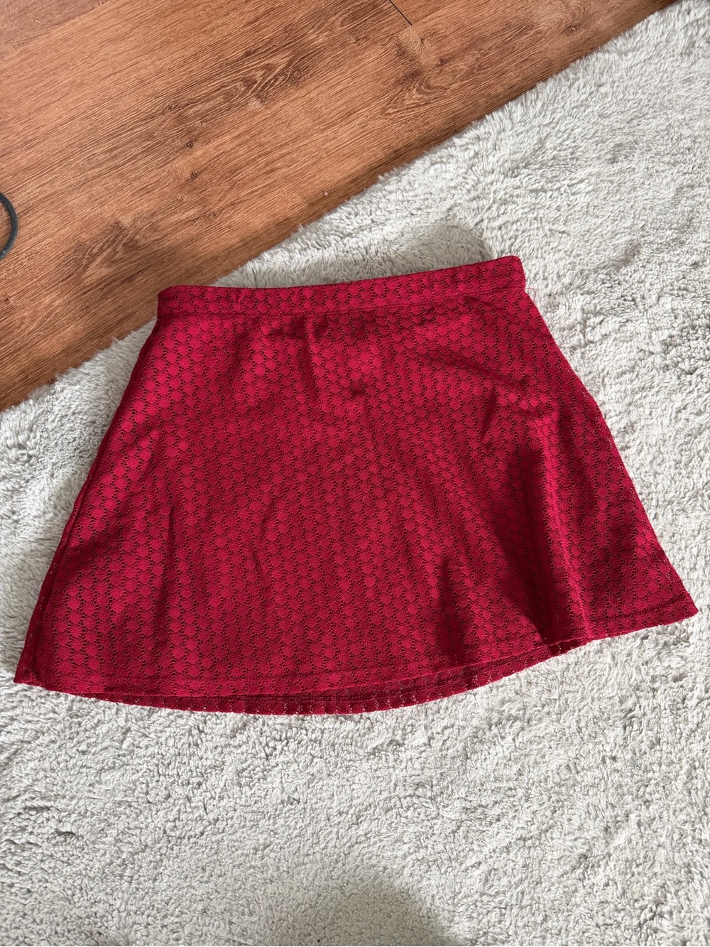 Women's Red Lace Circle Skirt - Feminine Skater Style